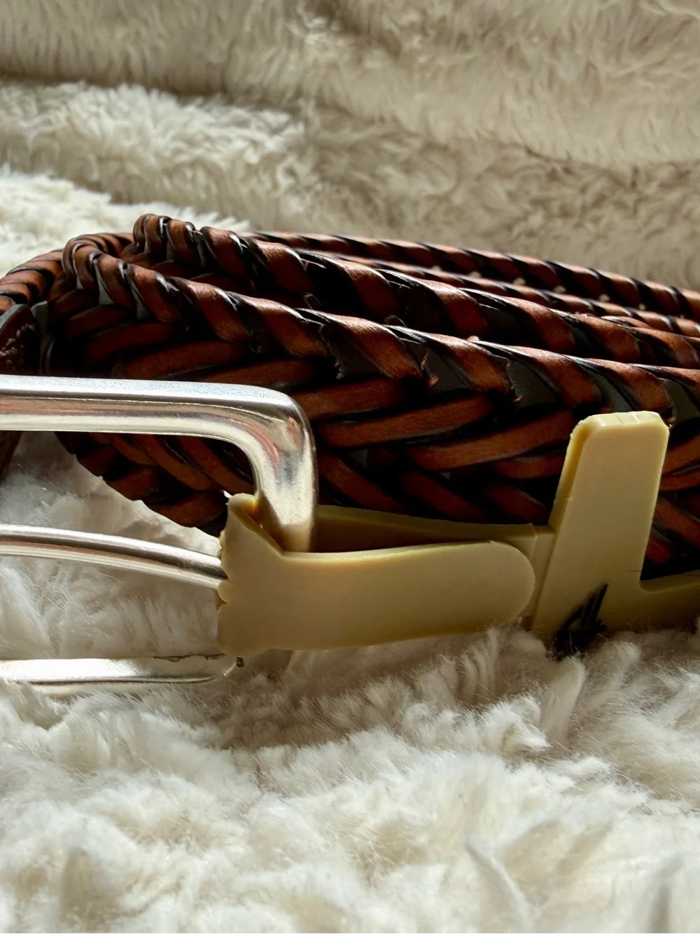 Dockers Braided Leather Belt in Rich Brown